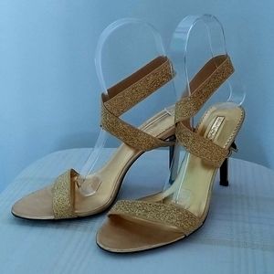 Sexy Gold Shoes With Unusual Closure